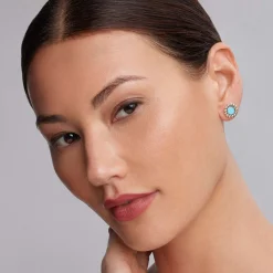 Silver<LAGOS Ceramic Circle Stud Earrings