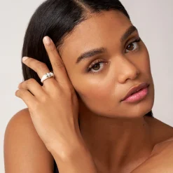 Silver<LAGOS Ceramic Diamond Stacking Ring