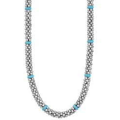 Silver<LAGOS Ceramic Single Bead Station Caviar Necklace