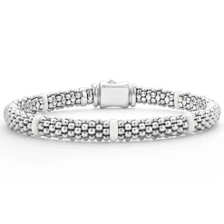 Silver<LAGOS Ceramic Station Caviar Bracelet | 6Mm