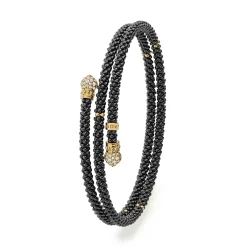 Gold<LAGOS Ceramic Wrap Diamond Bracelet