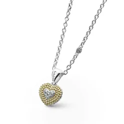 Gold<LAGOS Diamond Heart Necklace