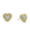 Gold<LAGOS Diamond Heart Stud Earrings
