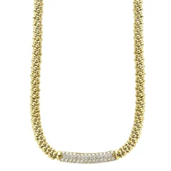 Gold<LAGOS Diamond Long Station Caviar Necklace