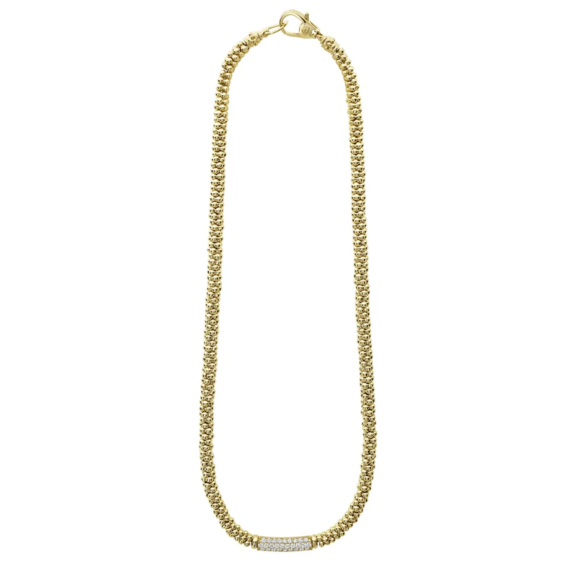 Gold<LAGOS Diamond Medium Station Caviar Necklace