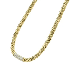 Gold<LAGOS Diamond Medium Station Caviar Necklace