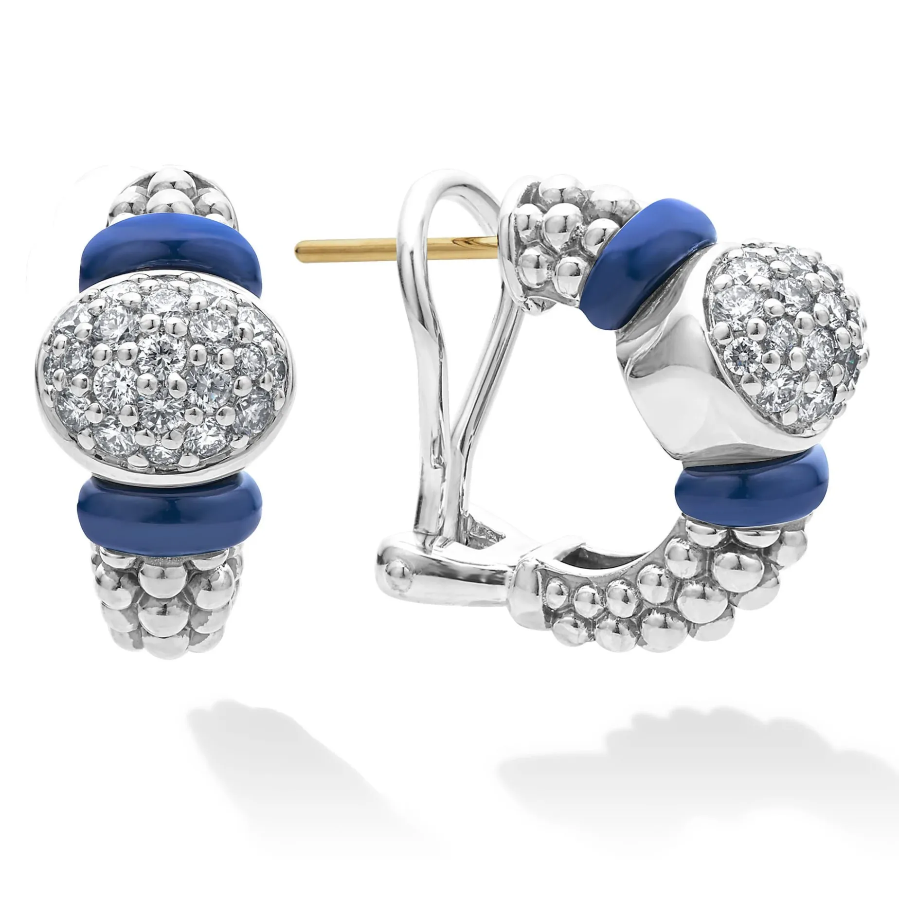 Diamonds<LAGOS Diamond Oval Ceramic Hoop Earrings