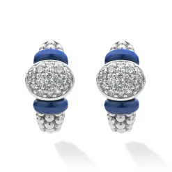 Diamonds<LAGOS Diamond Oval Ceramic Hoop Earrings