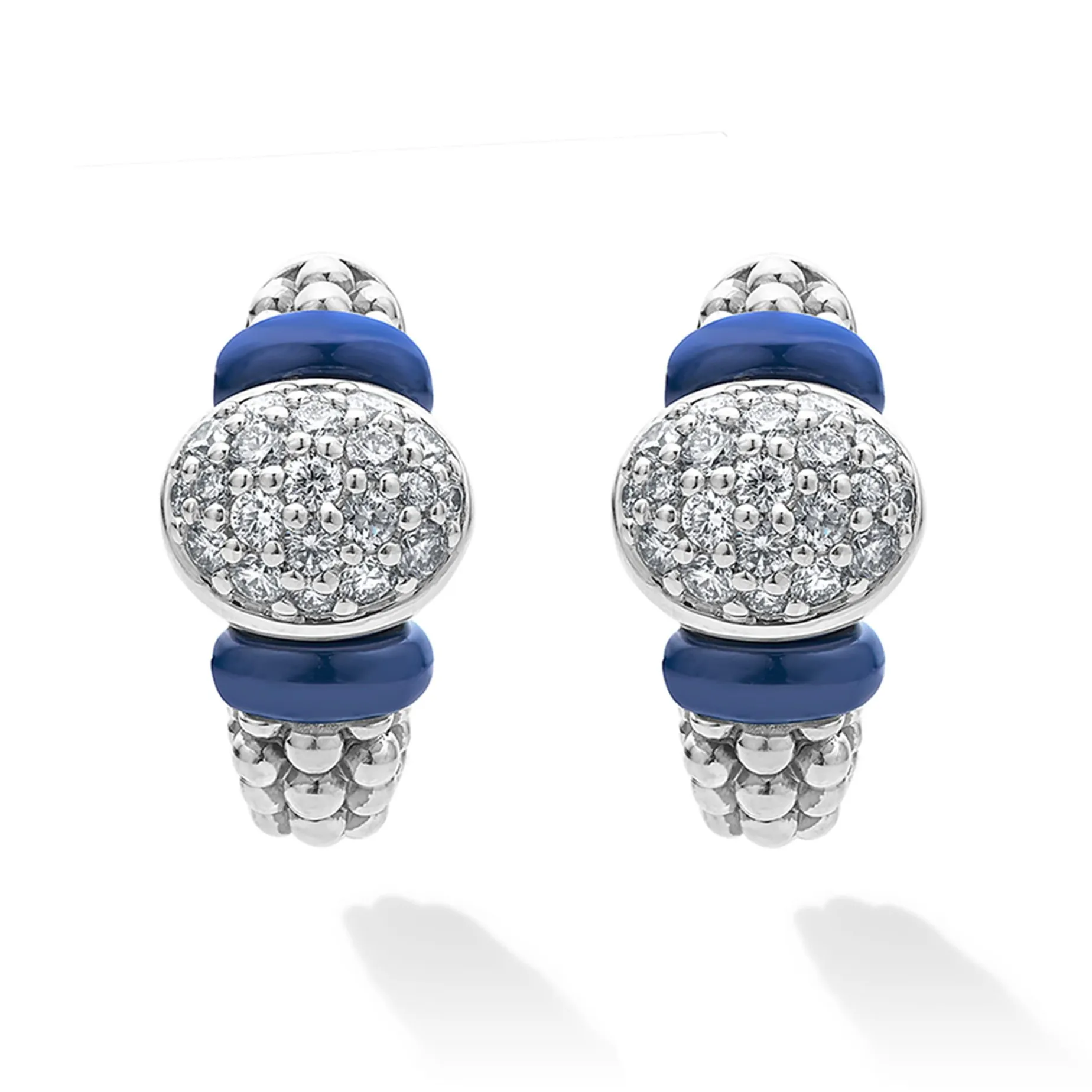 Diamonds<LAGOS Diamond Oval Ceramic Hoop Earrings