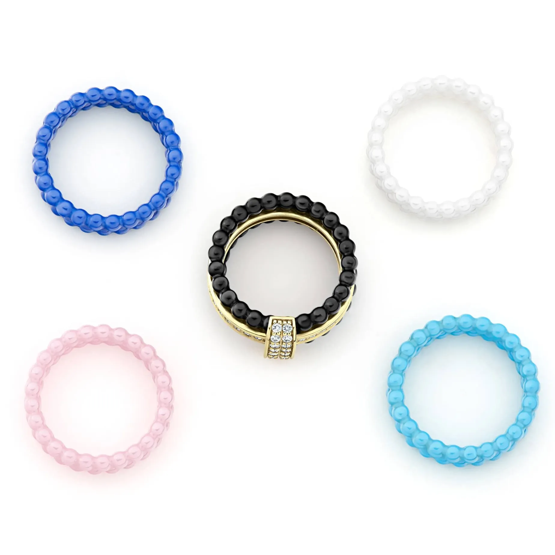 Gold<LAGOS Diamond Stacking Ring Set