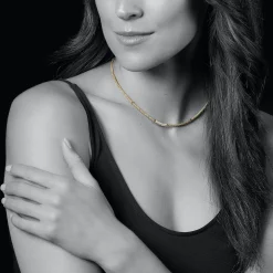 Gold<LAGOS Eight Gold Station Diamond Caviar Necklace