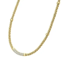 Gold<LAGOS Eight Gold Station Diamond Caviar Necklace