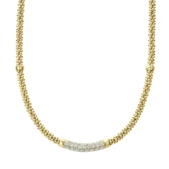 Diamonds<LAGOS Eight Gold Station Diamond Caviar Necklace