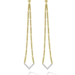 Gold<LAGOS Extra Long Superfine Diamond Drop Earrings