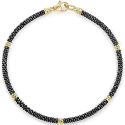 Gold<LAGOS Five Gold Station Thin Ceramic Bracelet | 3Mm