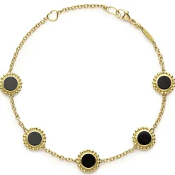 Gold<LAGOS Five Station Round Onyx Bracelet