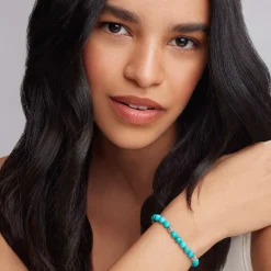 Gemstones<LAGOS Five Station Silver Turquoise Bead Bracelet