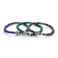 Gemstones<LAGOS Gemstone Skull Stretch Bracelet Gift Set