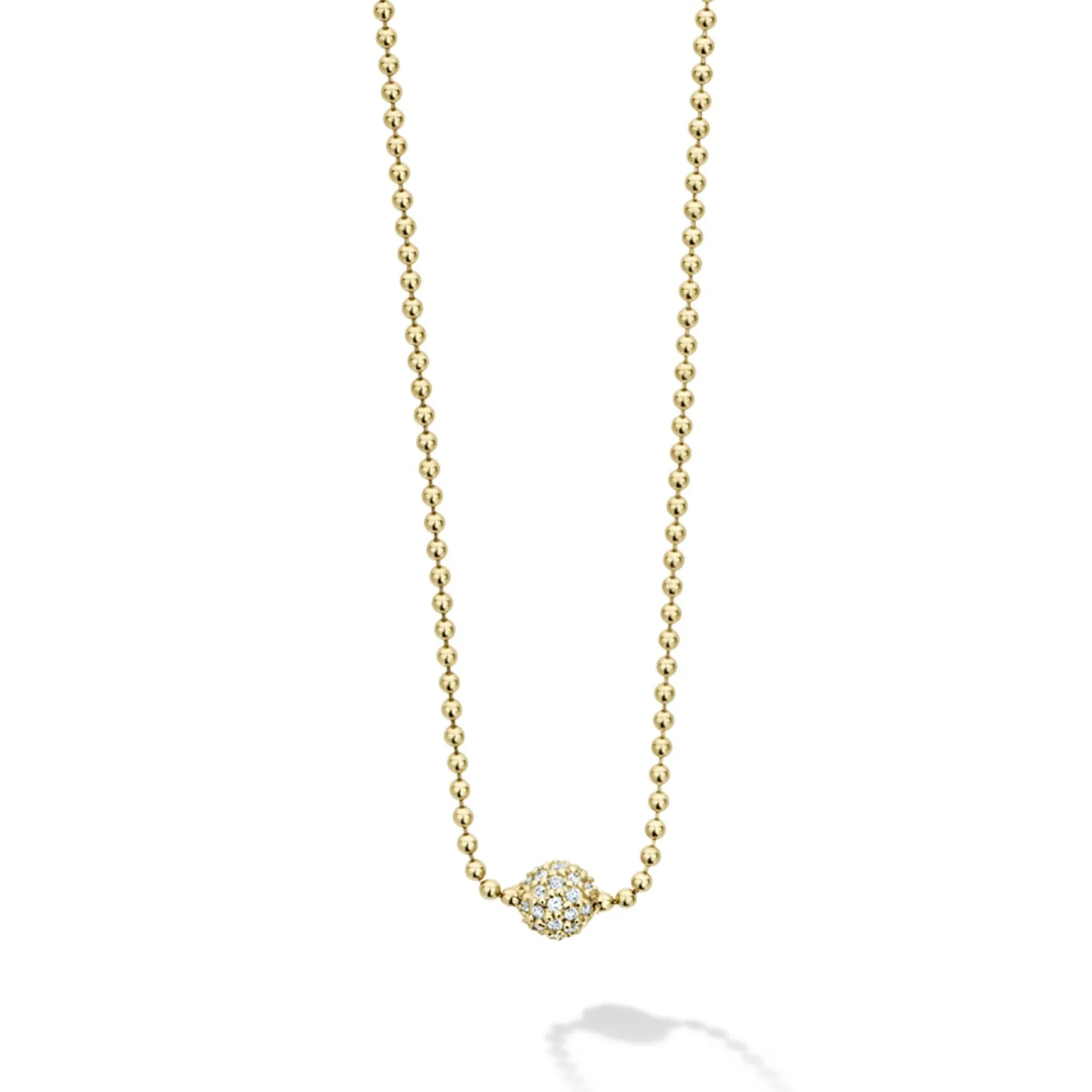 Gold<LAGOS Gold Diamond Sphere Necklace