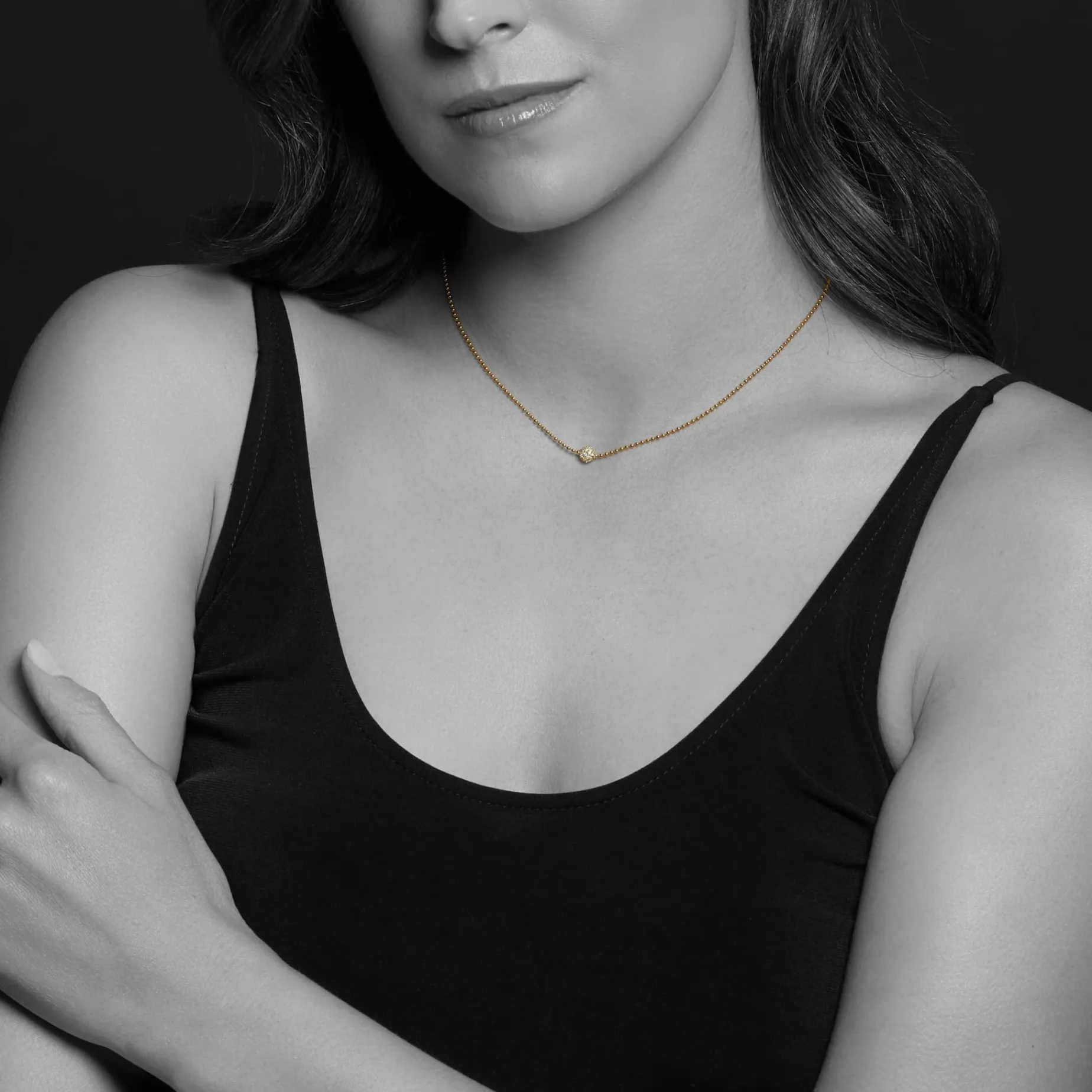 Gold<LAGOS Gold Diamond Sphere Necklace