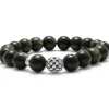 Gemstones<LAGOS Golden Obsidian Silver Station Bead Bracelet