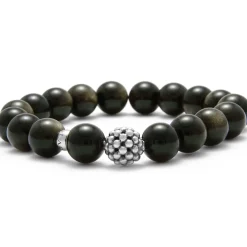Gemstones<LAGOS Golden Obsidian Silver Station Bead Bracelet