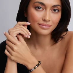 Gemstones<LAGOS Golden Obsidian Silver Station Bead Bracelet