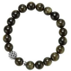 Gemstones<LAGOS Golden Obsidian Silver Station Bead Bracelet