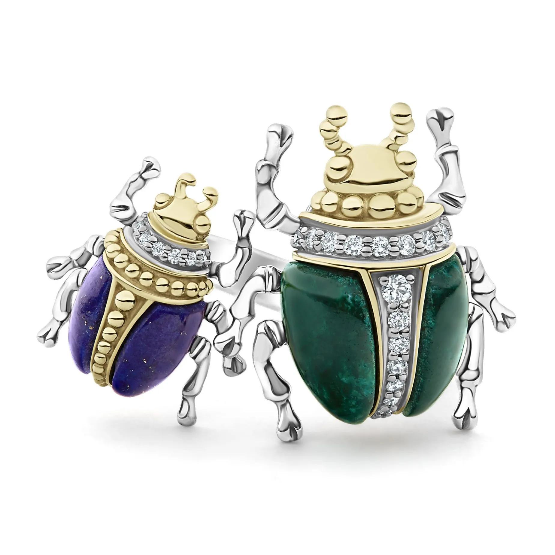 Gemstones<LAGOS Jade Double Beetle Diamond Ring