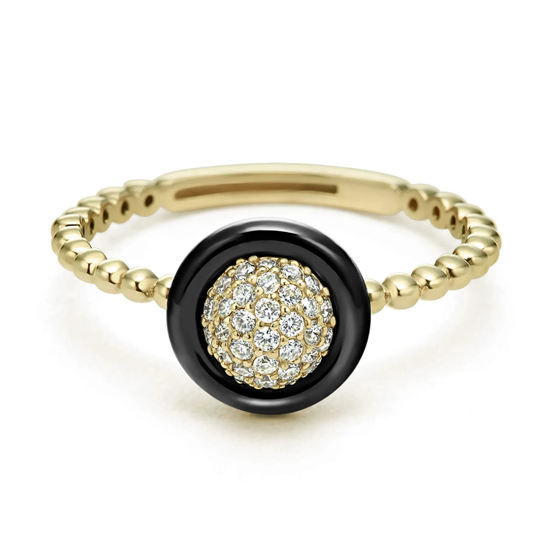 Gold<LAGOS 18K Gold And Black Ceramic Diamond Ring