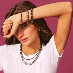 Gold<LAGOS 18K Gold And Black Ceramic Link Bracelet