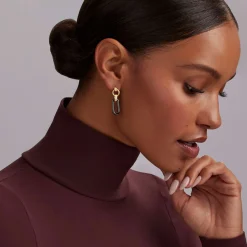 Gold<LAGOS 18K Gold And Black Ceramic Link Drop Earrings