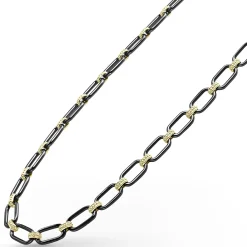 Gold<LAGOS 18K Gold And Black Ceramic Link Necklace