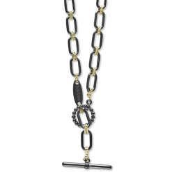 Gold<LAGOS 18K Gold And Black Ceramic Link Necklace