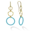 Gold<LAGOS 18K Gold And Blue Ceramic Circle Drop Earrings