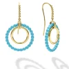 Gold<LAGOS 18K Gold And Blue Ceramic Circle Drop Earrings