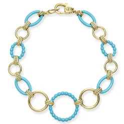 Gold<LAGOS 18K Gold And Blue Ceramic Link Bracelet