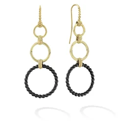 Gold<LAGOS 18K Gold And Ceramic Circle Drop Earrings
