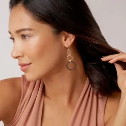 Gold<LAGOS 18K Gold And Ceramic Circle Drop Earrings