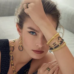 Gold<LAGOS 18K Gold And Ceramic Circle Drop Earrings