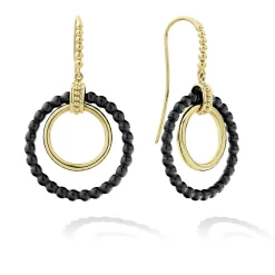 Gold<LAGOS 18K Gold And Ceramic Circle Drop Earrings