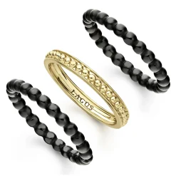 Caviar Rings<LAGOS 18K Gold And Ceramic Stacking Rings