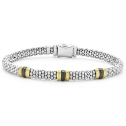 Bracelets<LAGOS 18K Gold And Ceramic Triple Station Caviar Bracelet | 6Mm