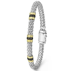 Bracelets<LAGOS 18K Gold And Ceramic Triple Station Caviar Bracelet | 6Mm