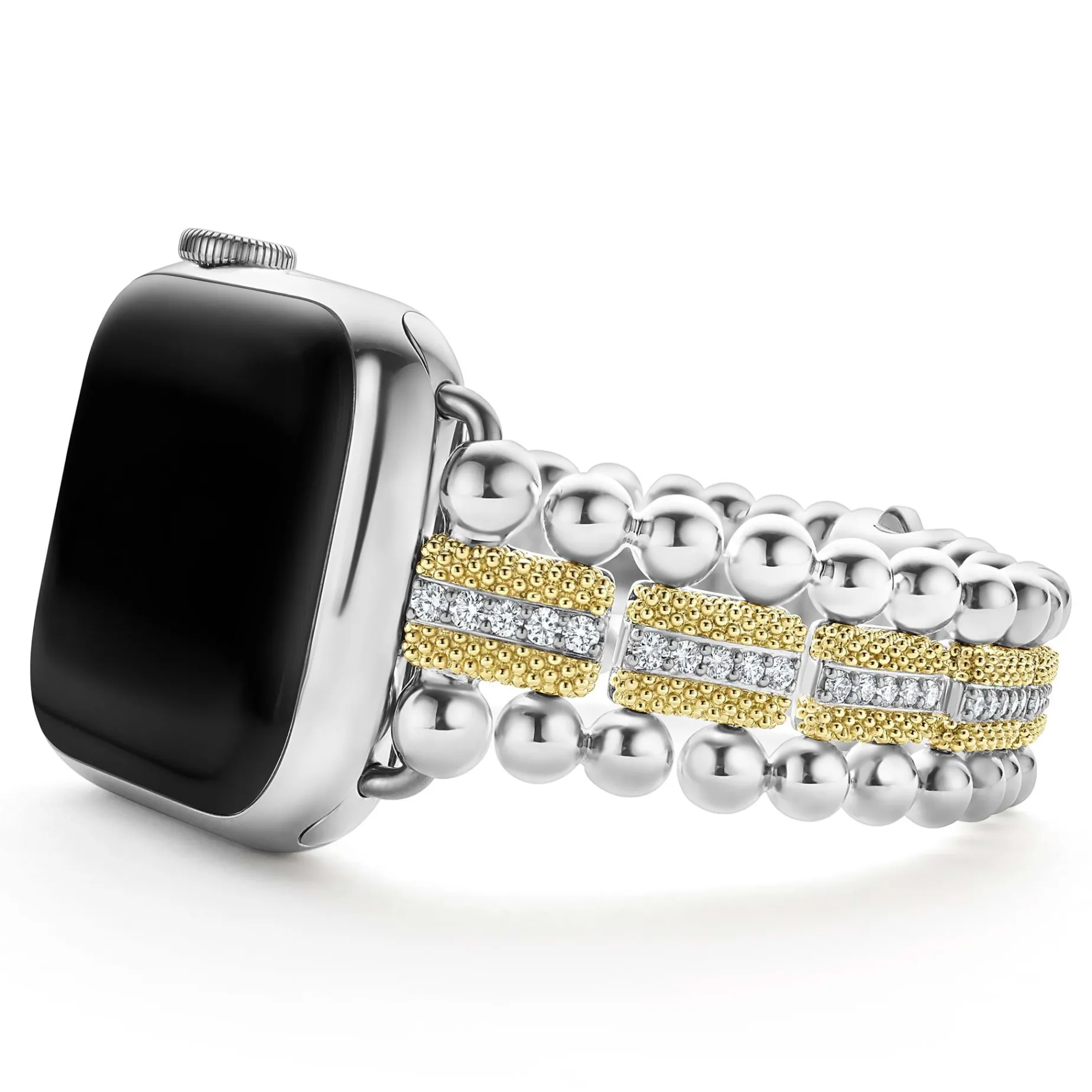 Watch Bracelets<LAGOS 18K Gold And Diamond Caviar Beaded Watch Bracelet-38-45Mm