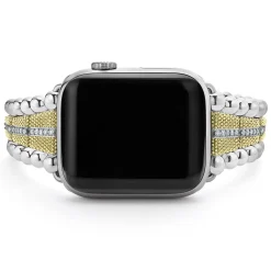 Two-Tone<LAGOS 18K Gold And Diamond Caviar Beaded Watch Bracelet-42-49Mm