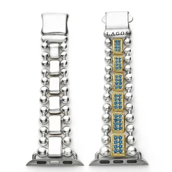 Two-Tone<LAGOS 18K Gold And Sterling Silver Blue Sapphire Watch Bracelet-38-45Mm