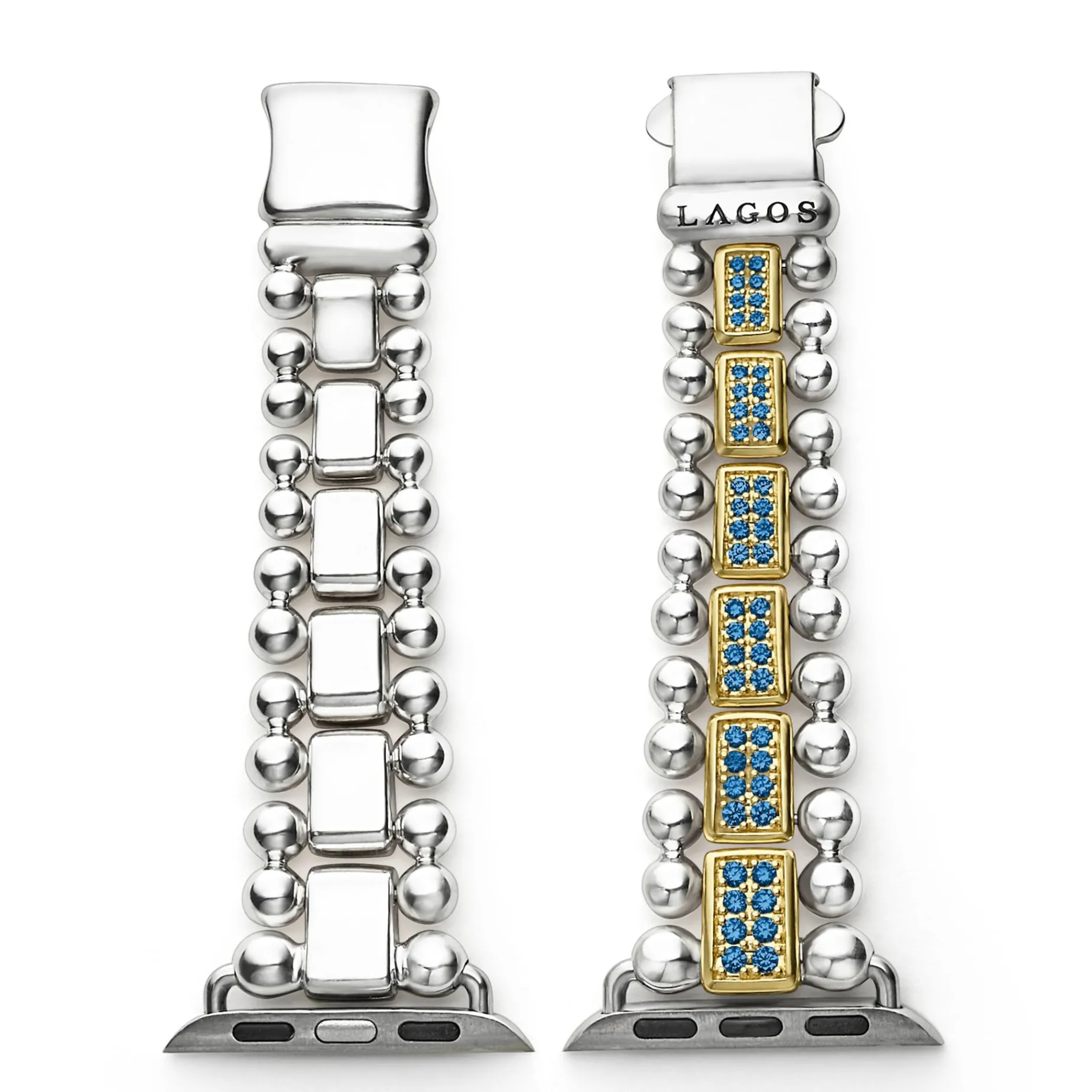 Two-Tone<LAGOS 18K Gold And Sterling Silver Blue Sapphire Watch Bracelet-38-45Mm