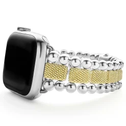 Two-Tone<LAGOS 18K Gold And Sterling Silver Caviar Beaded Watch Bracelet-38-45Mm