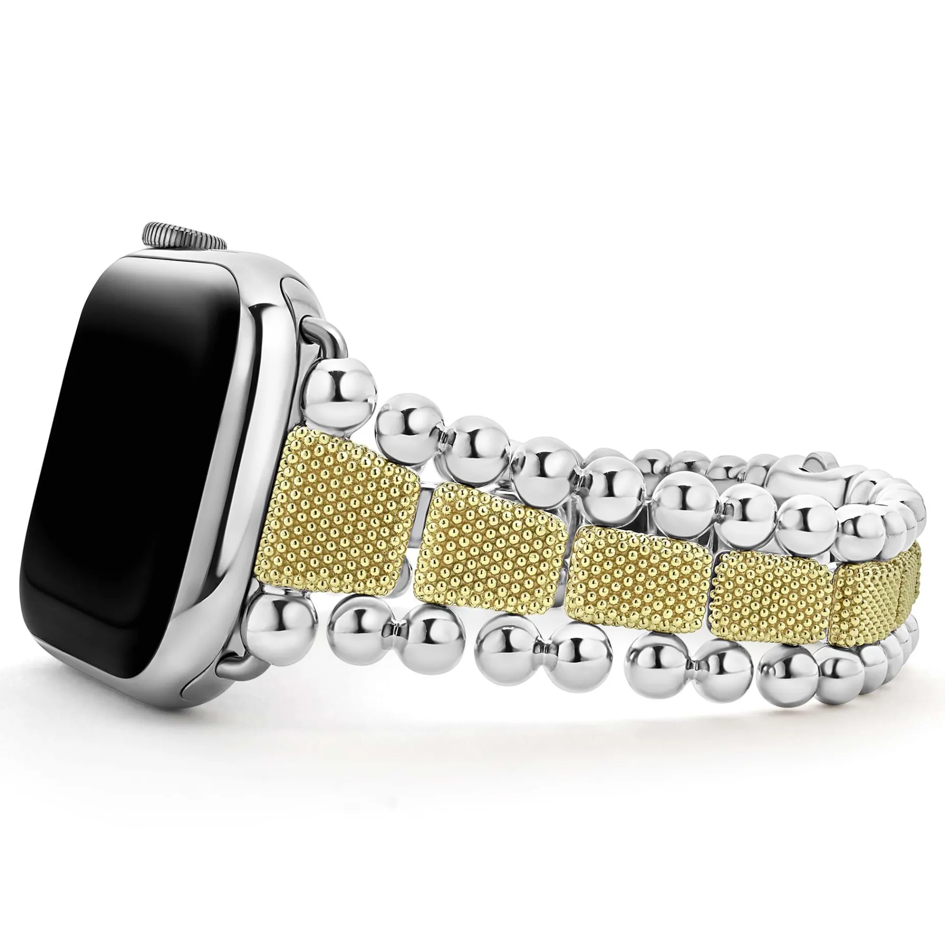 Two-Tone<LAGOS 18K Gold And Sterling Silver Caviar Beaded Watch Bracelet-42-49Mm